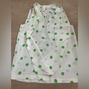 Kate spade silk green polka dot neck tie sleeveless blouse size 4
